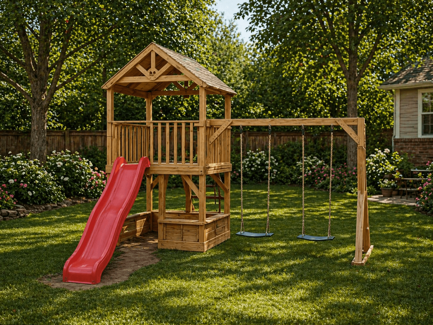The Acorn cedar play set — design view 2