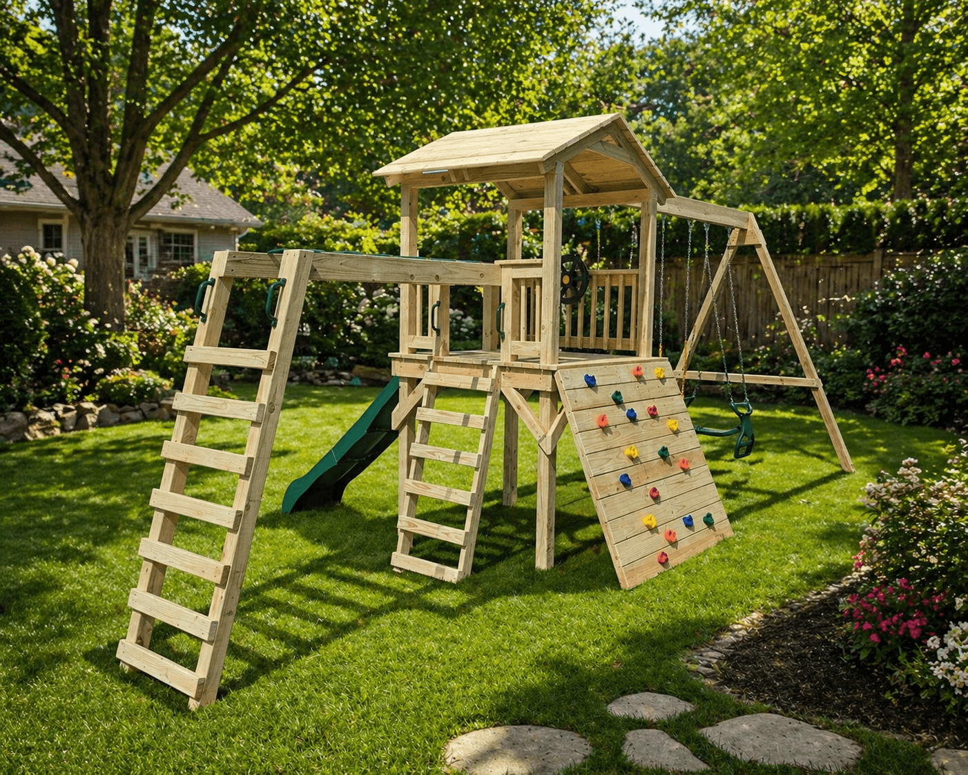 The Ridgeway cedar play set — design view 1
