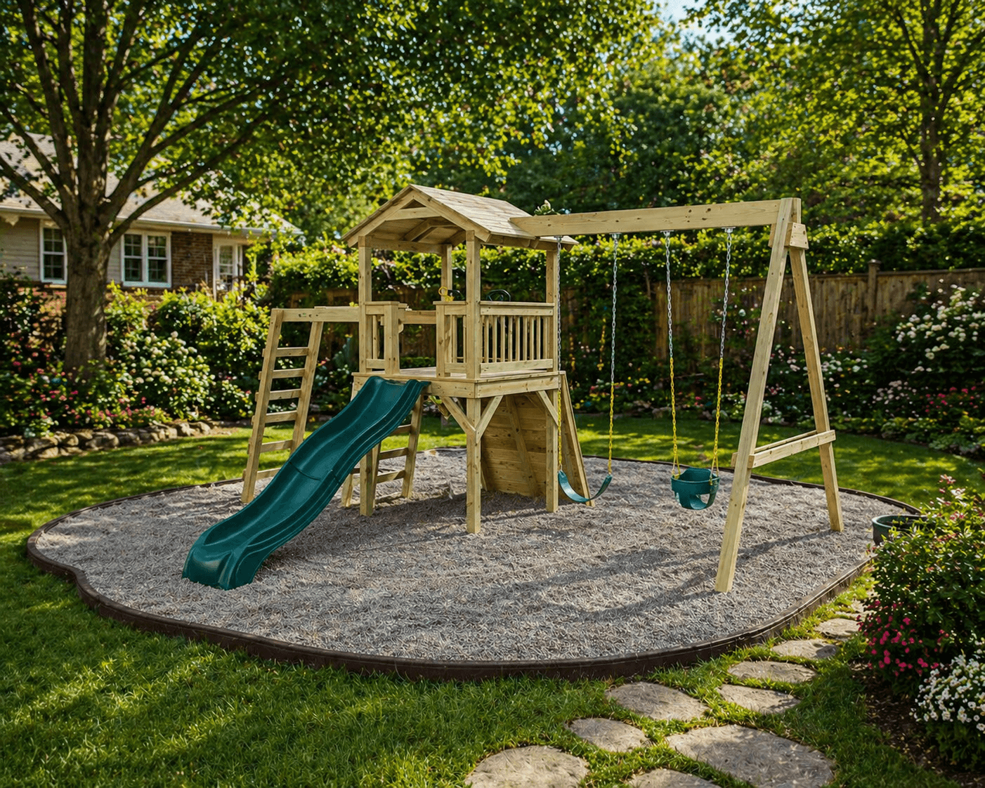 The Ridgeway cedar play set — design view 2